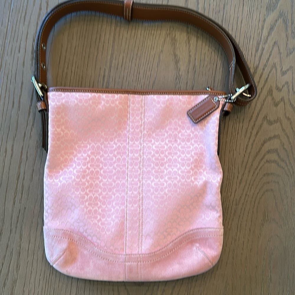 Coach Pink and Brown Signature Crossbody Shoulder Bag